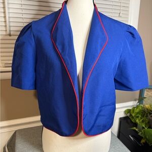 Vintage Blue Women's Jacket with Red Trim